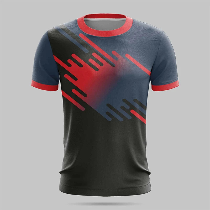 Men's Hiking Outdoor Sports T-Shirt Fashion 3D Print Design Stripe Tshirts For Men Clothes 2025 Summer Loose Breathable Tee Tops