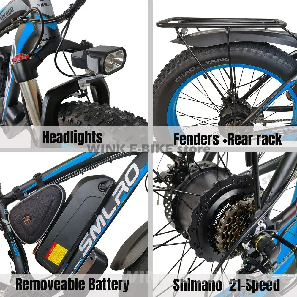 City Electric Bicycle 48v 22.4 ah battery adult 2000W Dual Motor 26 inch tire All terrain Hydraulic brake multi-function E-bike