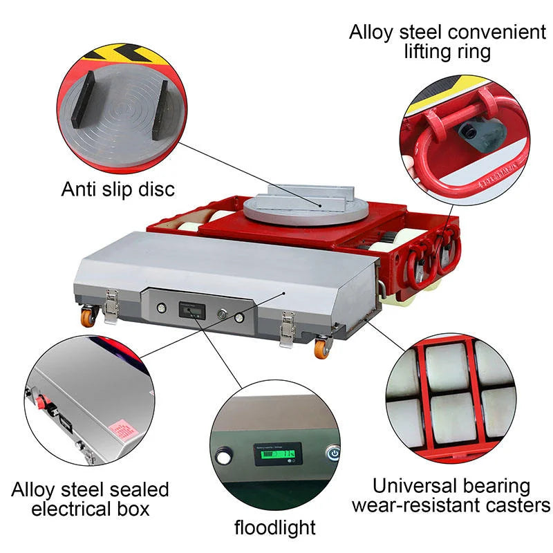 Electric Walking Board on Wheels 30T/50T Remote Control Heavy Equipment Skates Steel Frame Tools Transportation
