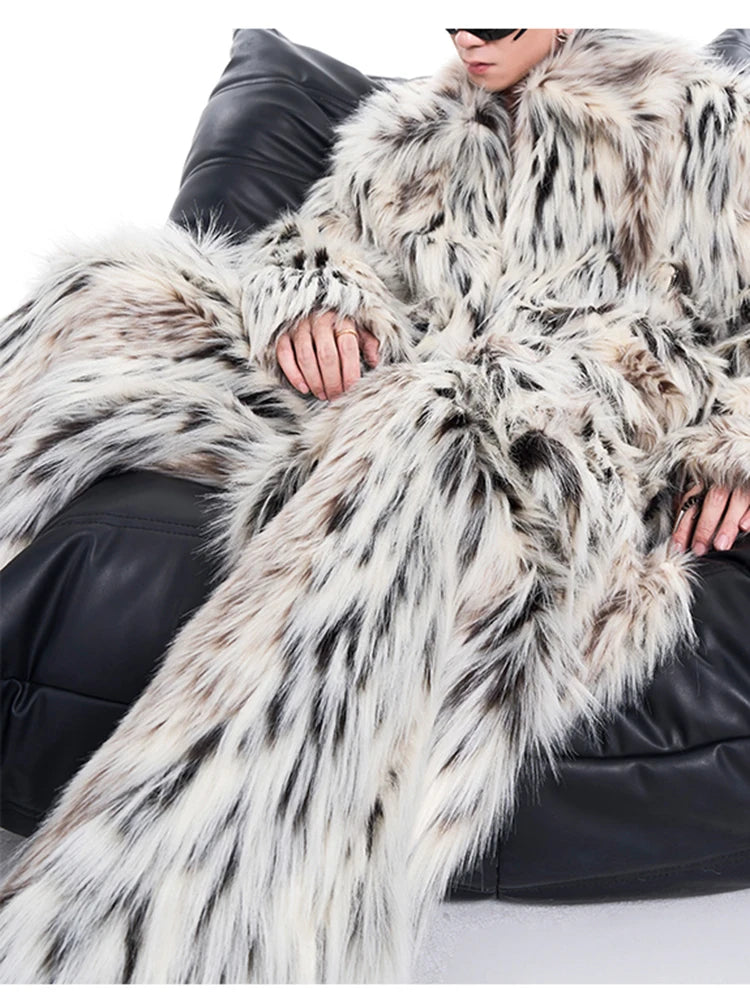 Mauroicardi Autumn Winter Long Colorful Thick Warm Hairy Fluffy Faux Fur Wide Leg Pants Men Pockets Runway Fashion Streetwear