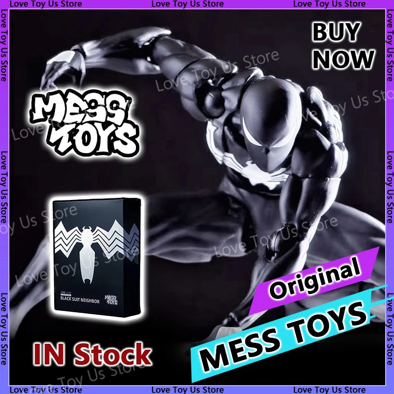 Original Mess Toys Spider Man Symbiote Spiderman Messtoys Black Suit Neighbor Scarlet Spider Anime Action Figure Gifts Toys