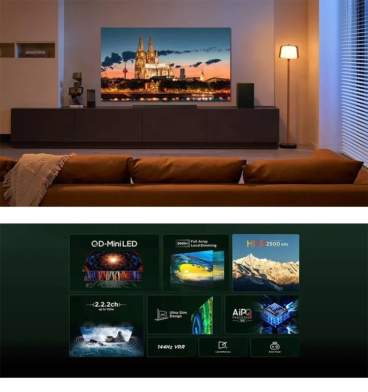100 Inch 8K UHD Mini LED Smart Google TV - 120Hz VRR Gaming TV, Professional Home Cinema Screen, 8K Ultra HD Big Format Display