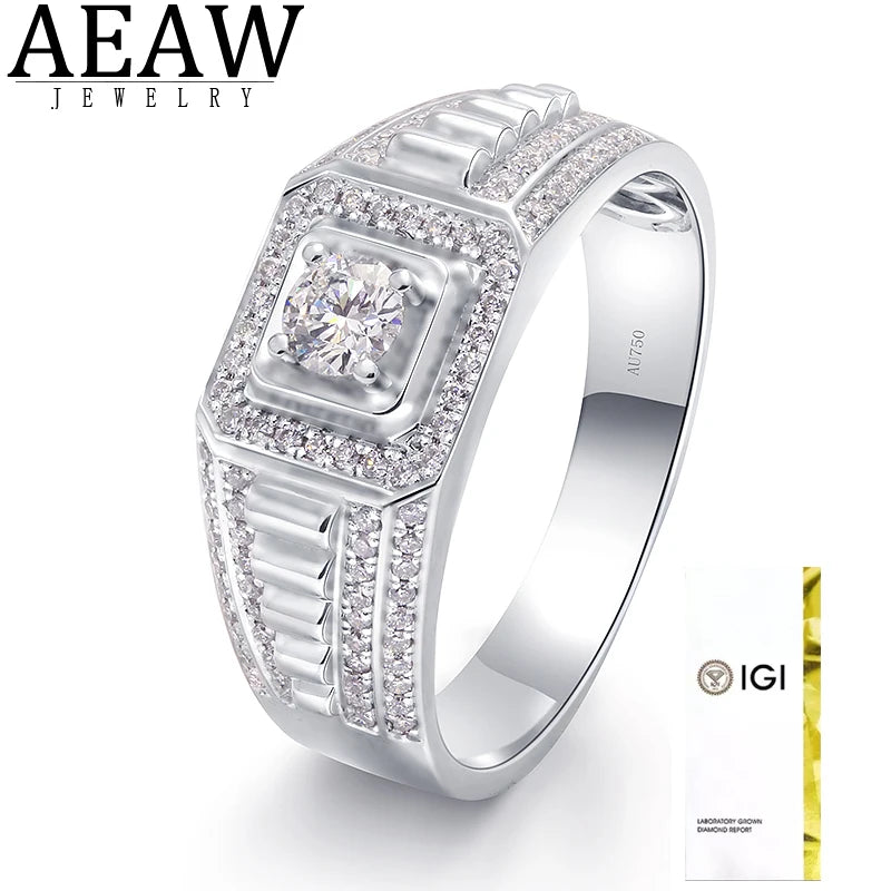 Real 14K Gold Diamond 0.3ct CVD HPHT DEF Color VS-VVS Lab Grown Diamond Engagement Wedding Men Rings Annivery Gift NO IGI