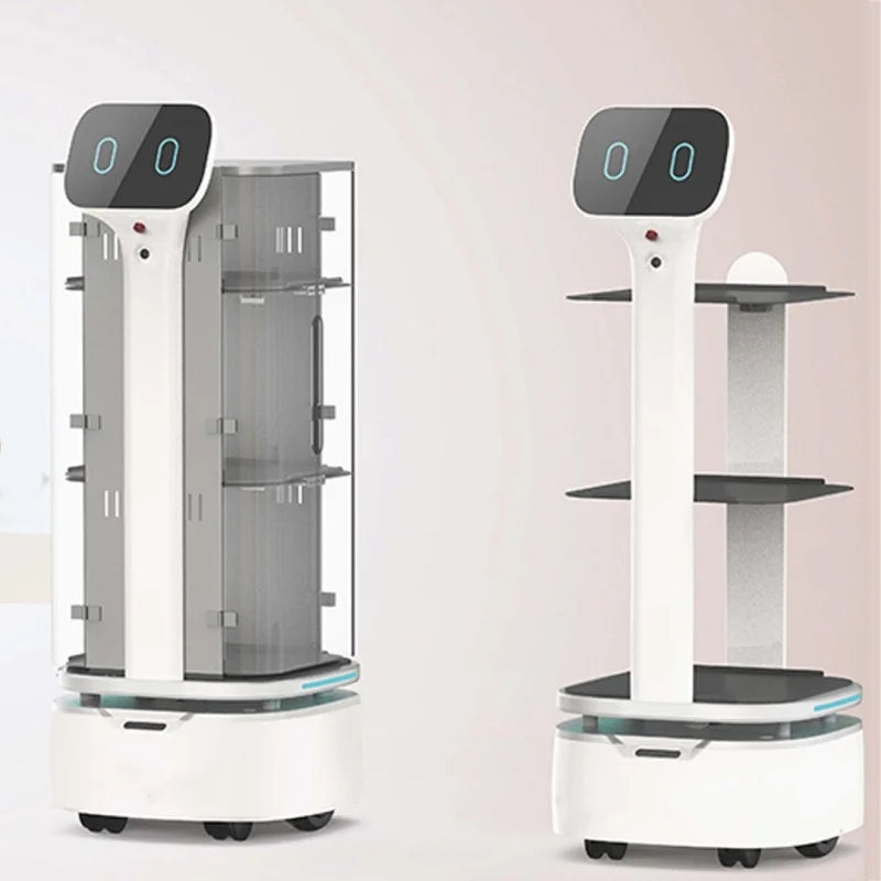 Customized Amy Humanoid AI Robot Waiter for Restaurant / Coffee Shop Automatic Walk and Talk Meal Delivery Robot