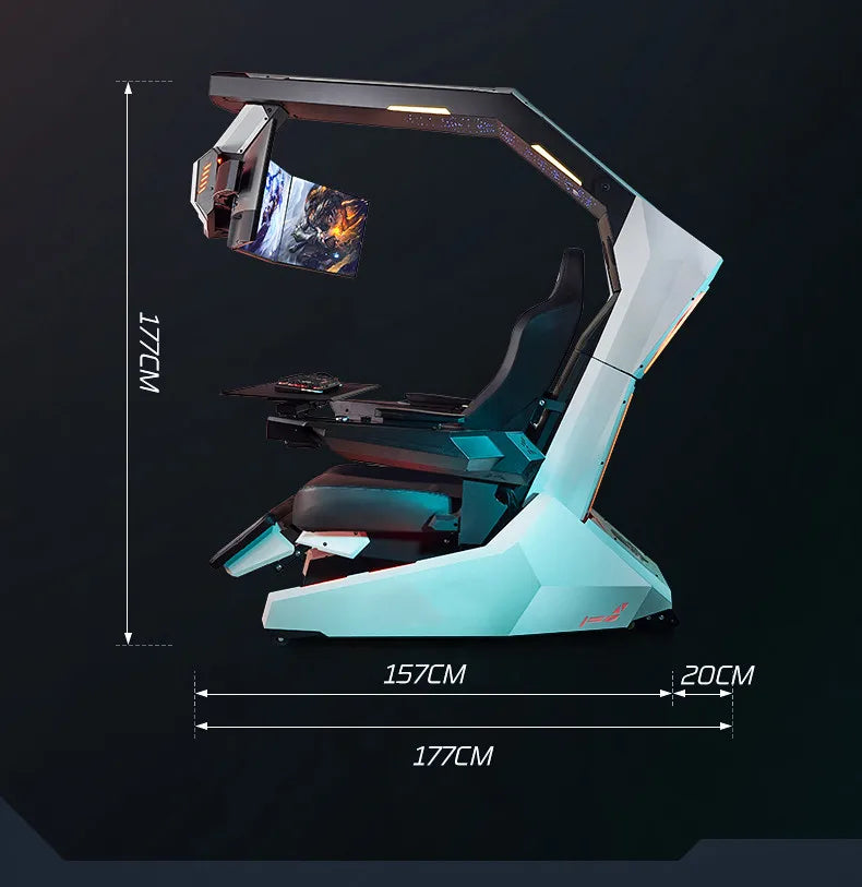 Imperator R1 Pro Recline zero Gravity Gaming Cockpit Massage Speaker Monitor Adjustable RGB Chair Workstation Computer Cockpit