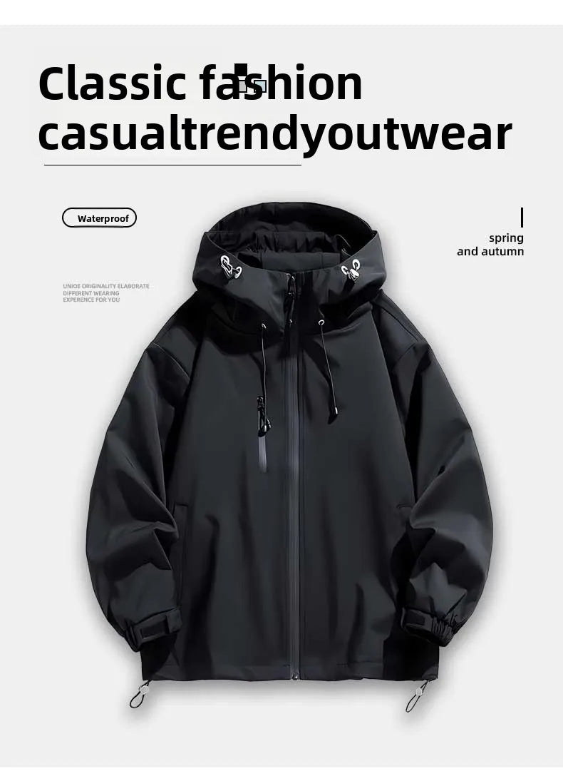 Ruike Men's Thiened Cotton Hooded Jaet Casual Outdoor Waterproof Spring Autumn Winter Anime Ghost Slayer Coat Jaet