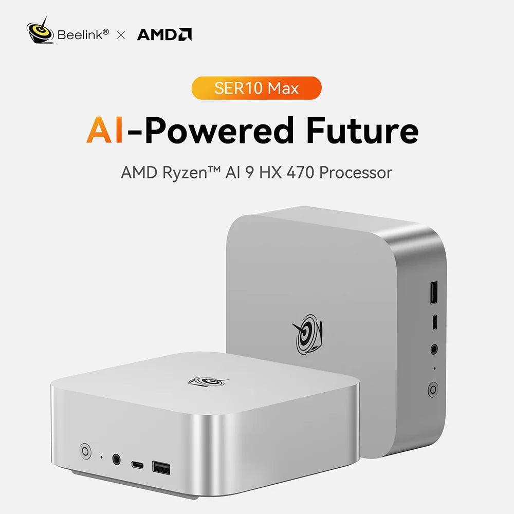 Beelink SER9 Pro AMD Ryzen AI9 HX370 Powerful AI PC 32G DDR5 1T NVME SER10 Max HX470 H255 Gaming PC PCIe4.0 SSD Desktop Computer