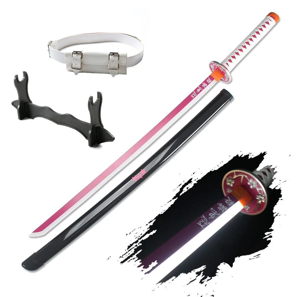 41″ LED Light Up  Sword Katana Japanese Anime Cosplay Samurai Swords Tanjiro Nichirin Sword withholder And Belt