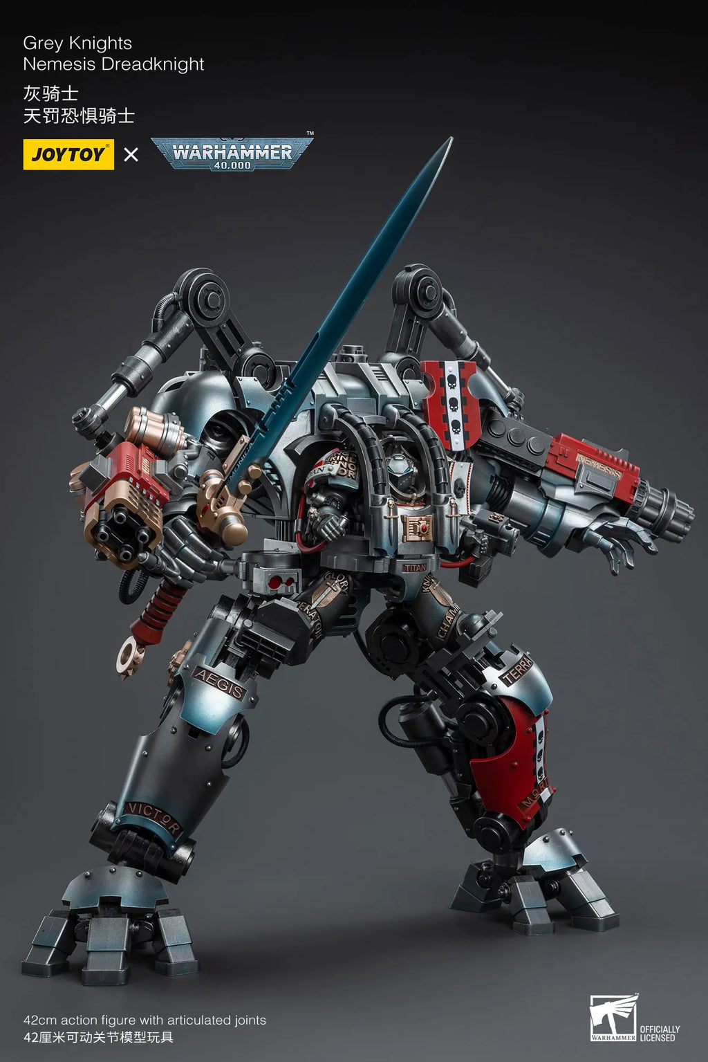 JOYTOY Warhammer40k 1/18 Action Figure Mecha Grey Knight Nemesis Dreadknight Anime Figures Toys Model Gift
