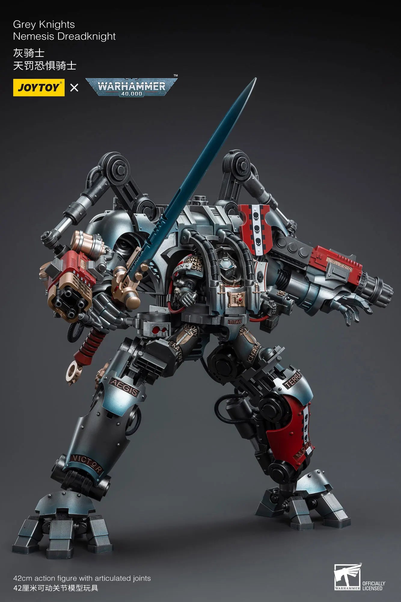 JOYTOY Warhammer40k 1/18 Action Figure Mecha Grey Knight Nemesis Dreadknight Anime Figures Toys Model Gift