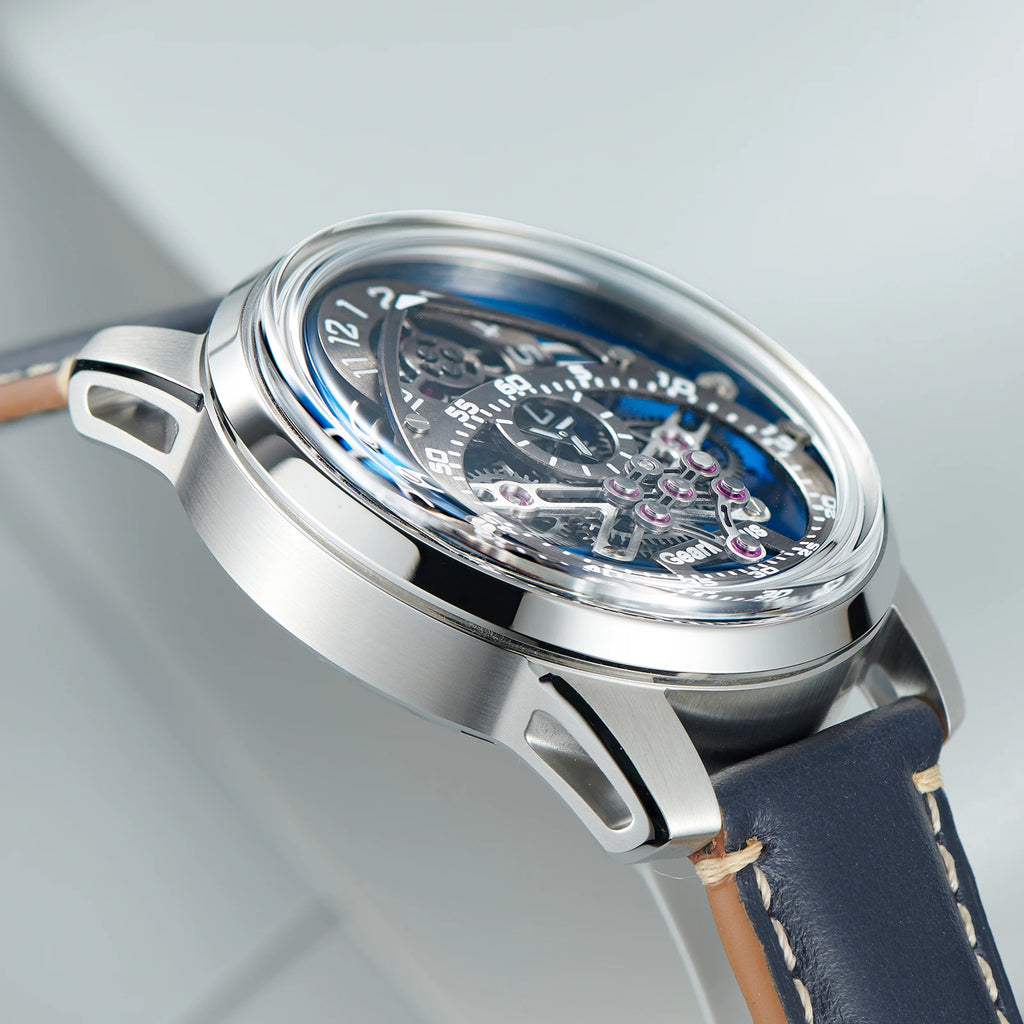OBLVLO Men Automatic Watch 42MM Mechanical Wristwatch Luminous 50m Waterproof Sapphire Unique Concept Gear Dial SW200
