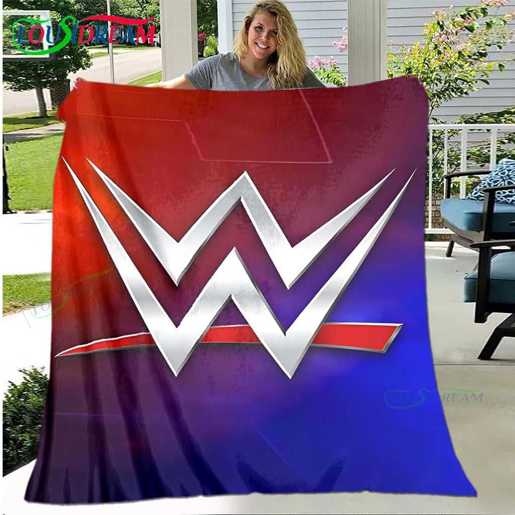 Fashion Wrestling Sport W-Wwe Print Blanket Flannel Thin Blanket Portable Home Travel Office Lunch Break Blanket Bath Towel Gift