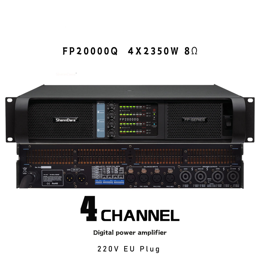 FP20000Q 4x7000W Professional Power Amplifier 4 Channels Audio DJ Subwoofer Preamplifier Class TD Line Array Speaker Amplifier