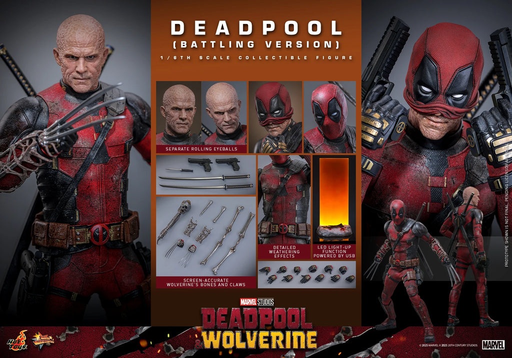 New Original Marvel Deadpool Wolverine MMS782 Battle Damage Version Action Figure Toys Gifts Collection