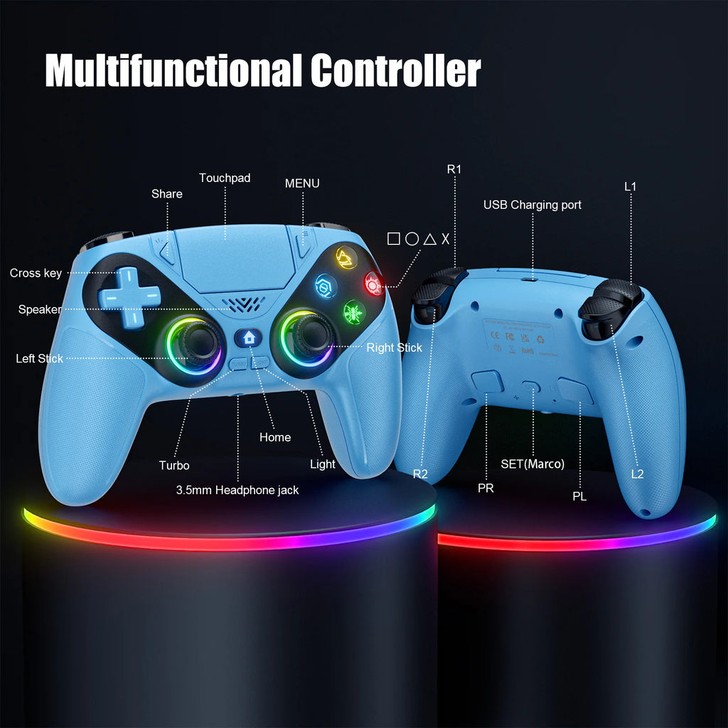 Gamepad For Playstation 5 Wireless Controller PS5/PC Console Gaming With Turbo Dual Sense Vibrate Programming RGB