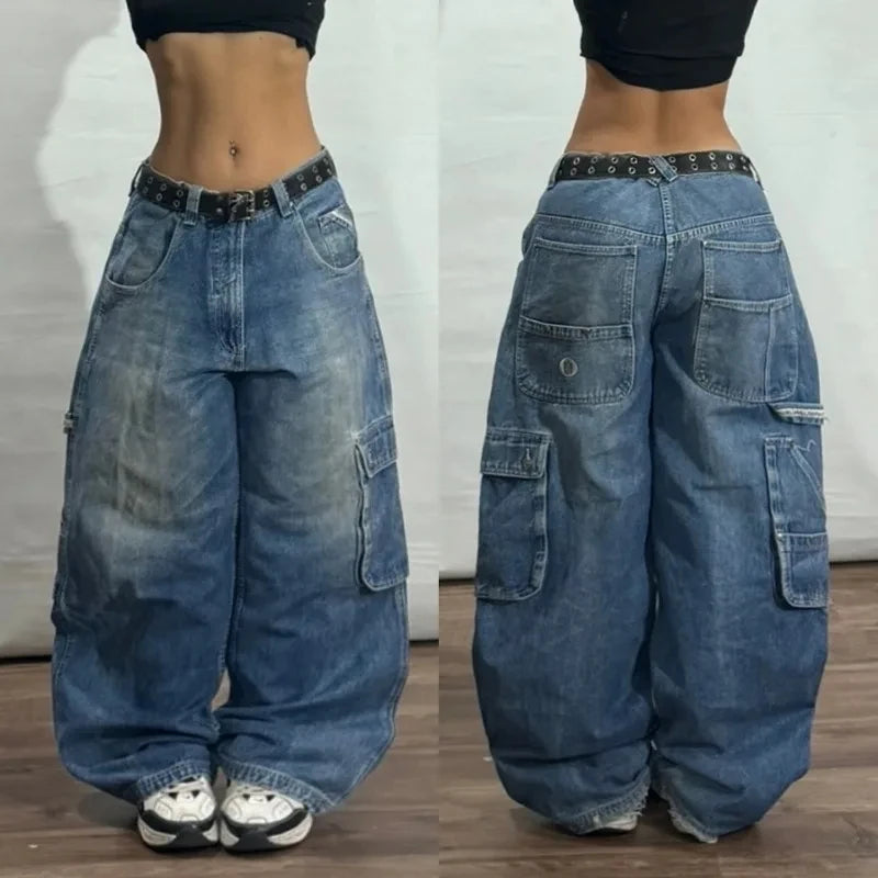2025 American Fashion Trend Super Character Printed Baggy Jeans Men Y2K Street Harajuku Retro Popular High Waist Wide Leg Pants