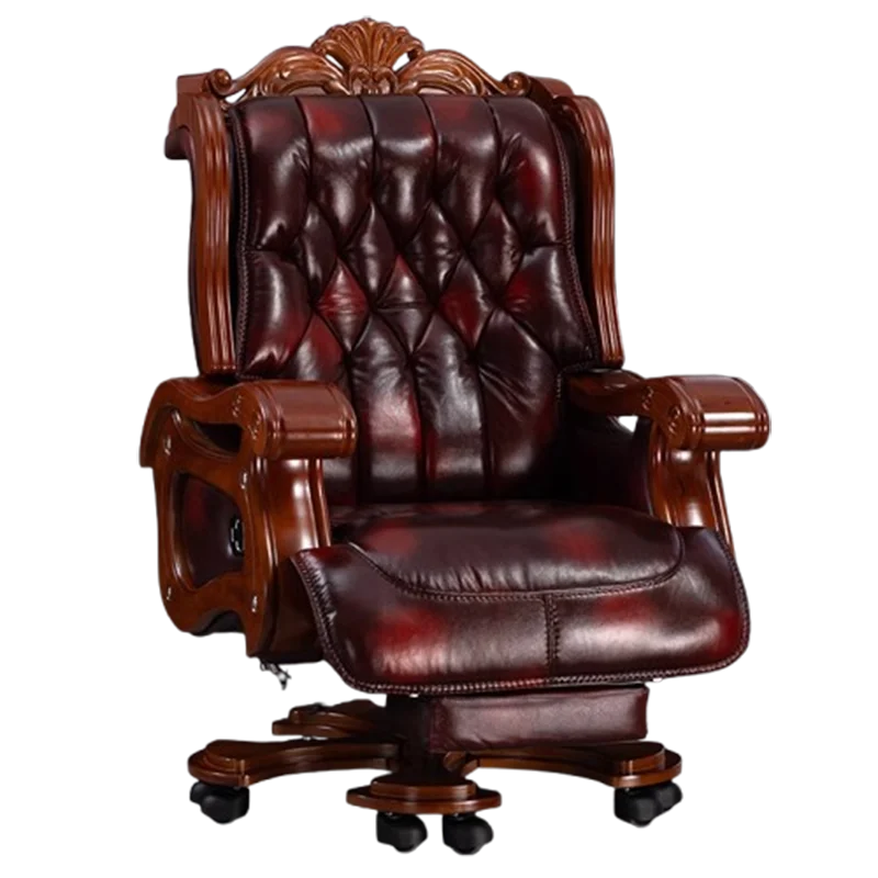 Leather Wheels Office Chair Armrest Ottoman Massage Executive Swivel Chair Comfortable Designer Silla De Escritorio Furniture