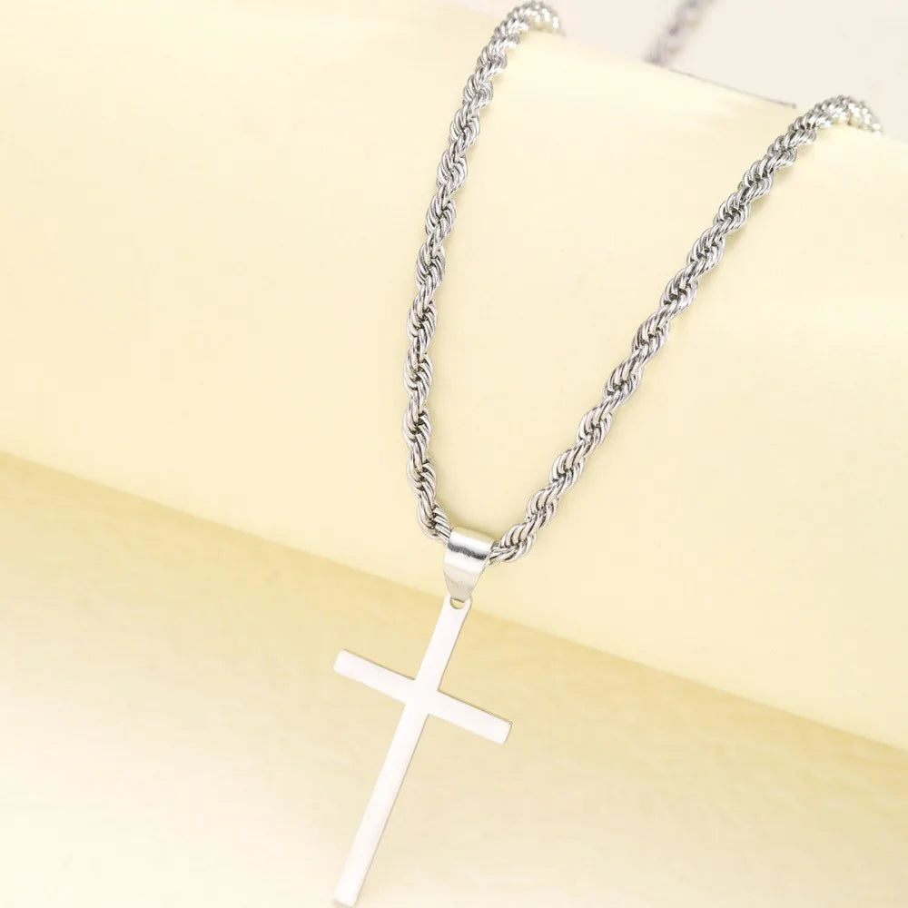 Men's Twist Chain Hip-Hop Trendy Chain Cross Necklace Twist Chain