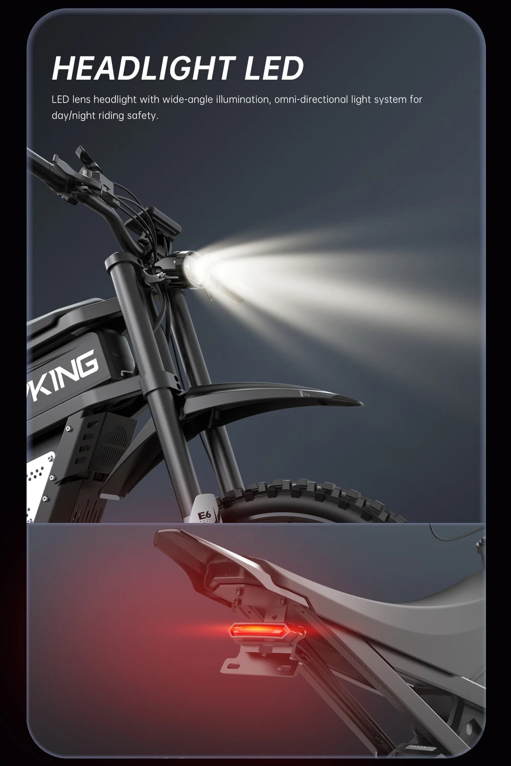 FVKING E6 Electric Bike Adults 2000W Peak Gear Hub Motors Electric Motorcycle 52V33AH Battery Speed 60Kmh Mountain E-bikes GT73
