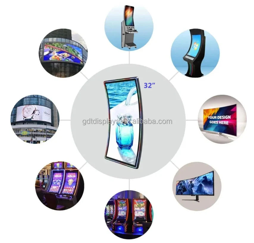 RGB LED Edge Light 49 55 Inch IPS LCD Capacitive Touch Monitor Gaming Machine Curved Screen