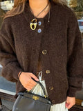 Women's Short Cardigan Autumn And Winter Round Neck Solid Color Stretch Round Neck Elegant Sweater Women Fashionable Casual Top