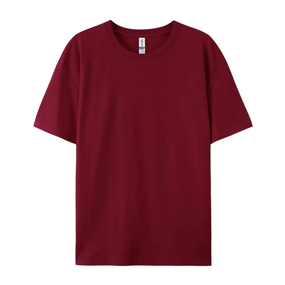 100% Cotton Solid Color T-Shirts Men Woman Short Sleeve Fashion Brand Trend Casual Soft Clothing Tees Breathable Summer Tops