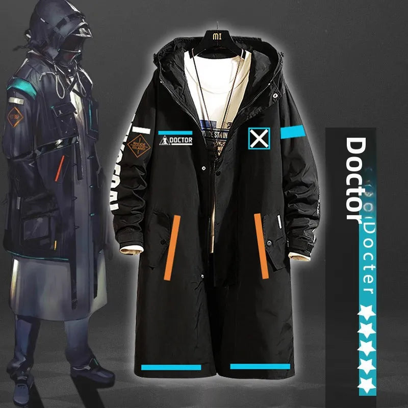 Tomorrow's Ark Game Doctor Blade Nearby Windbreaker Anime Mid-Length Jacket Unisex Youthful Polyester Fiber Zipper Closure