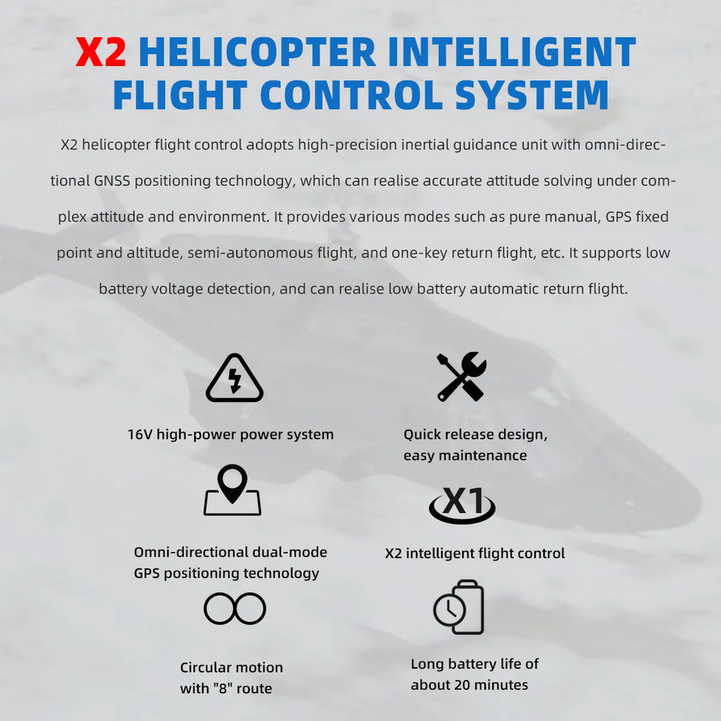 Roban 470 Size Airwolf RC Helicopter GPS Mode X2 Flight Control System LED Lighting System RTF Version