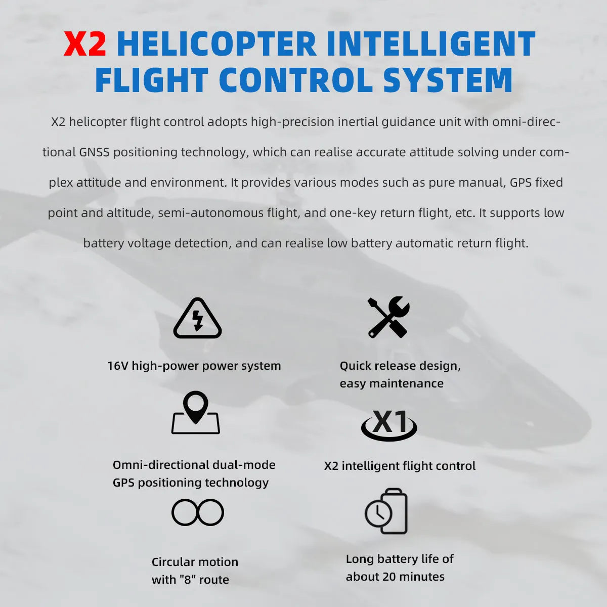 Roban 470 Size Airwolf RC Helicopter GPS Mode X2 Flight Control System LED Lighting System RTF Version