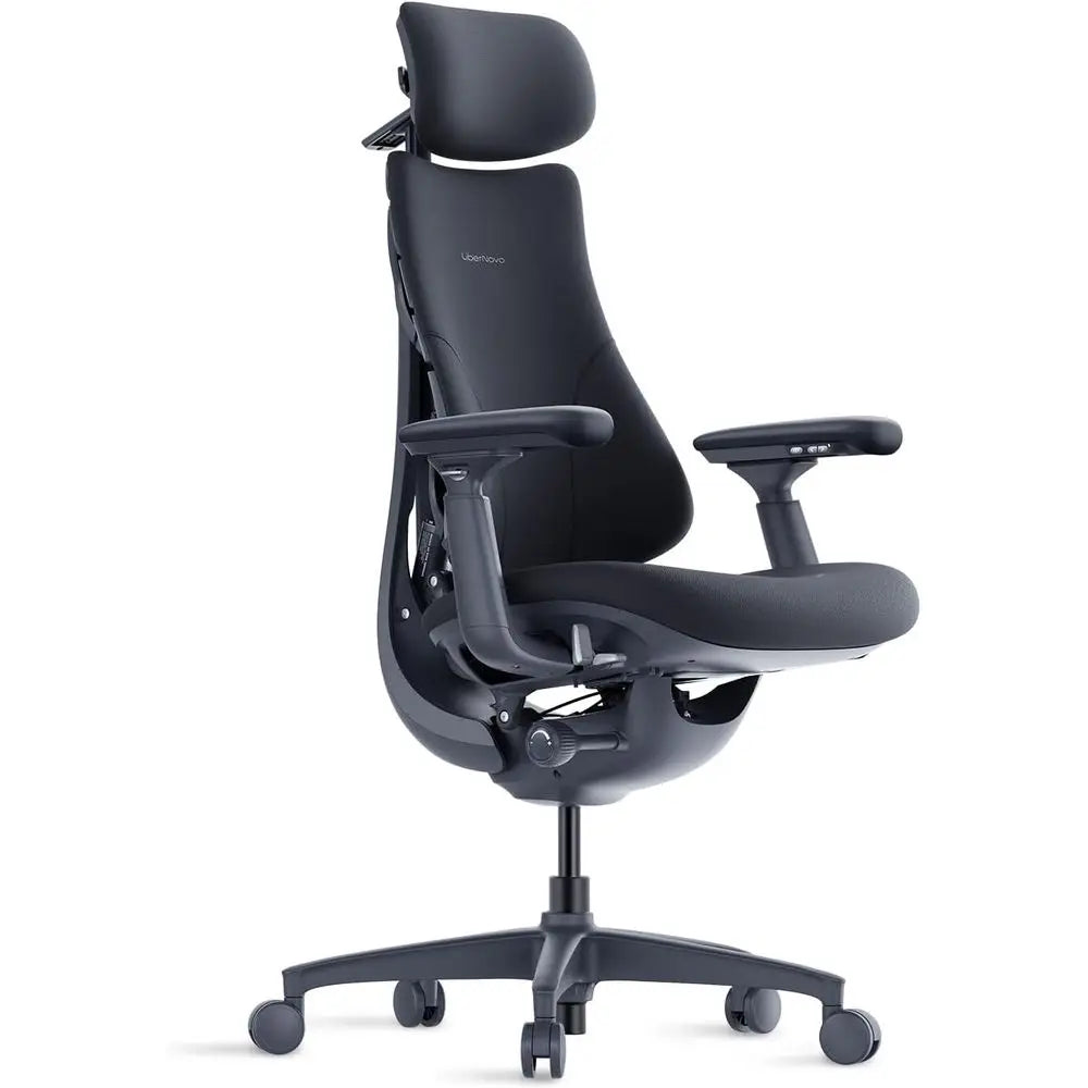 Adjustable Ergonomic Office Chair with Lumbar Support, 160° Recline for Comfortable Long-Term Use, Black, 48cm