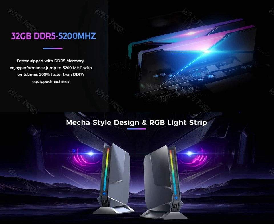Mini PC Gamer 13th Gen InteI i9 13900H 12900H RTX4060 8G i7 12700H RTX3050 8G PCIE4.0 2xDDR5 Win11 Desktop Computer 3x4K WiFi6