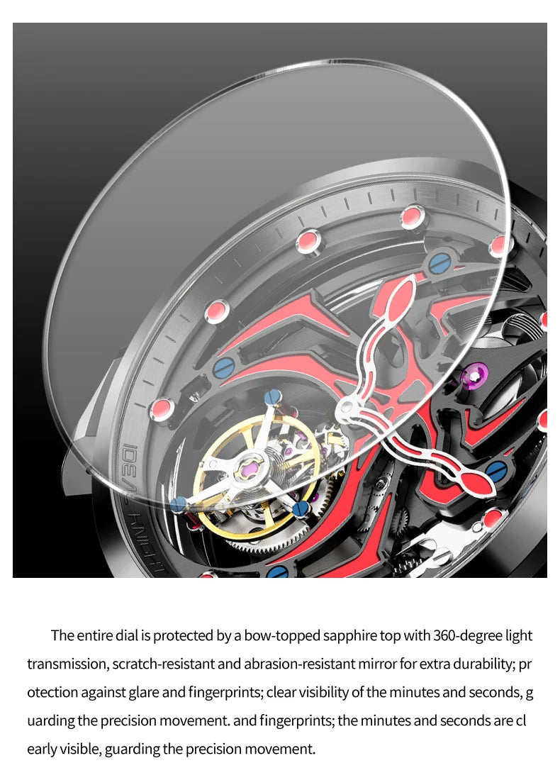 IDEAL KNIGHT 6802 Tourbillon Hollow Men Automatic Mechanical Watch Limited Edition Spider Dial HD Night Light Men Original Watch