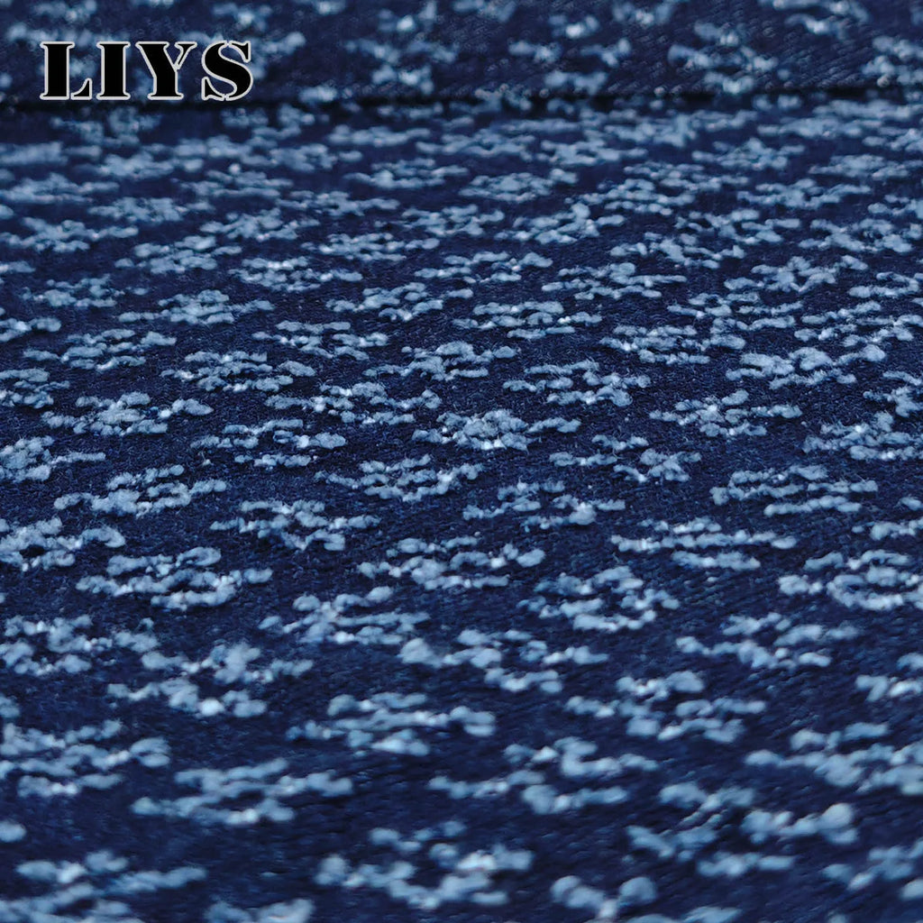 LIYS Trendy Japanese-Korean Jacquard Blue Baggy Straight Leg Jeans American Retro Daily Casual  Wide-leg Denim Pants Unisex