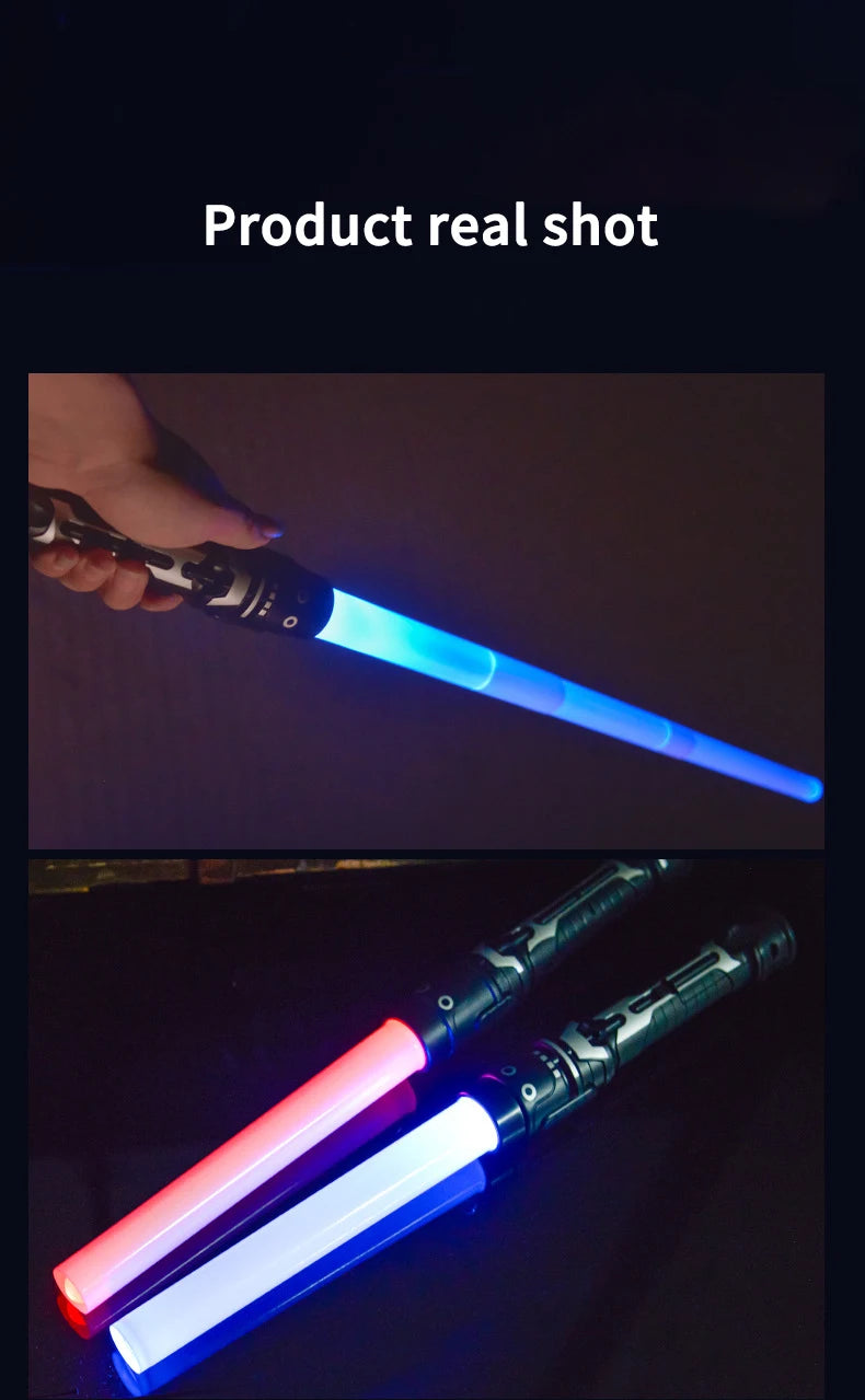 Colorful Glowing Sword Toys Laser Sword Lightsaber Red and Blue Double Saber Telescopic Music Cosplay Cool Flashing Children Toy