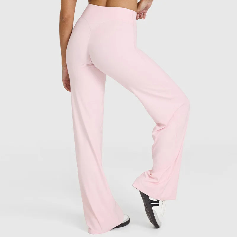 NCLAGEN SoftMotion Straight Leg Bottoms Women's Mid-Waist Yoga Pants GYM Leggings Naked Feel Pilates Running Sports Trousers