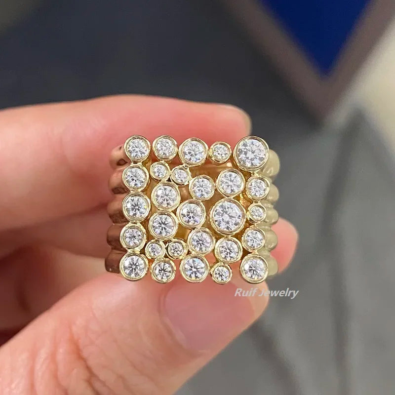 Ruif Customization Special Design 9k Gold Moissanite Rings  for Woman and Men  Jewelry High Quality Party Wedding Gift