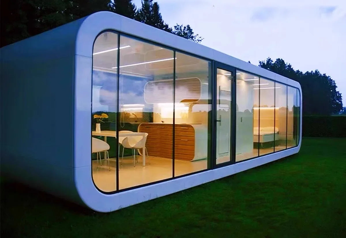 A for Customized Prefabricated Mobile Eco Apple Luxury 2 Bedroom Commercial Space Capsule House With Kitchen