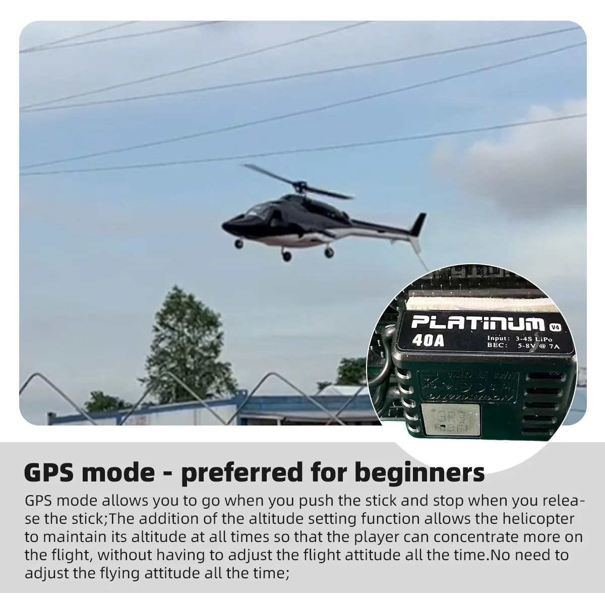 Roban 470 Size Airwolf RC Helicopter GPS Mode X2 Flight Control System LED Lighting System RTF Version