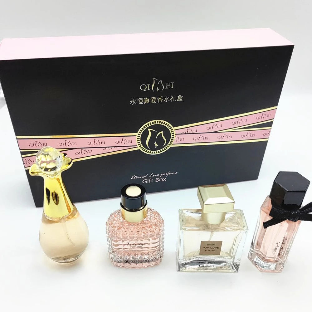 Luxury Brand Perfume Women Eau De Parfum Femme Gift Box 4Pcs Set 100ml Perfumes De Mujer Fresh Natural Floral Fruity Scent Spray