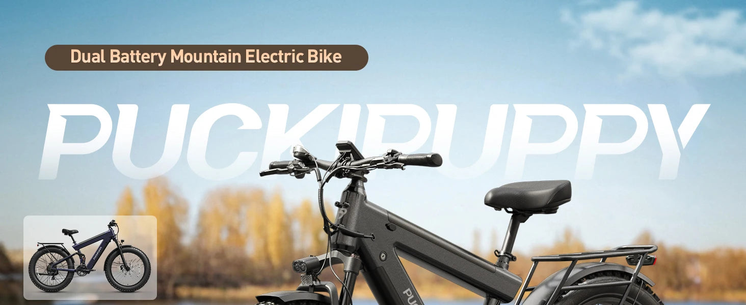 PUCKIPUPPY Bulldog Dual Battery E-bike 1350W 48V 30AH With Luxury Accessory Pack And Extra 15Ah Battery Electric Mountain Bike