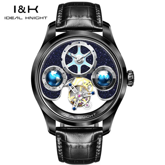 IDEAL KNIGHT Tourbillon Automatic Mechanical Watch for Men Skeleton Flywheel Top Man Watch High-end Luxury Men's Wristwatch 6805