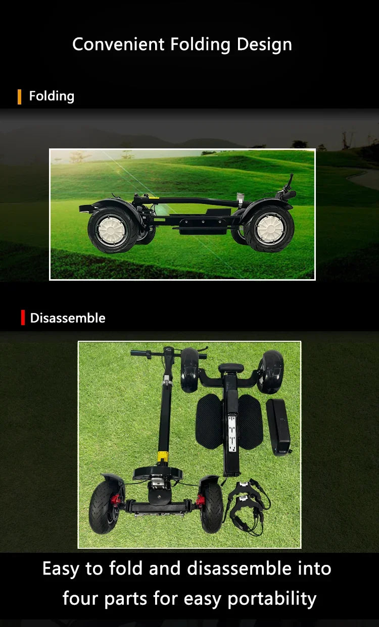 Factory Hot Selling Folding  4 Wheel Electric Golf Scooter with Bag Holder Cart Scooter Golf Carts Electric