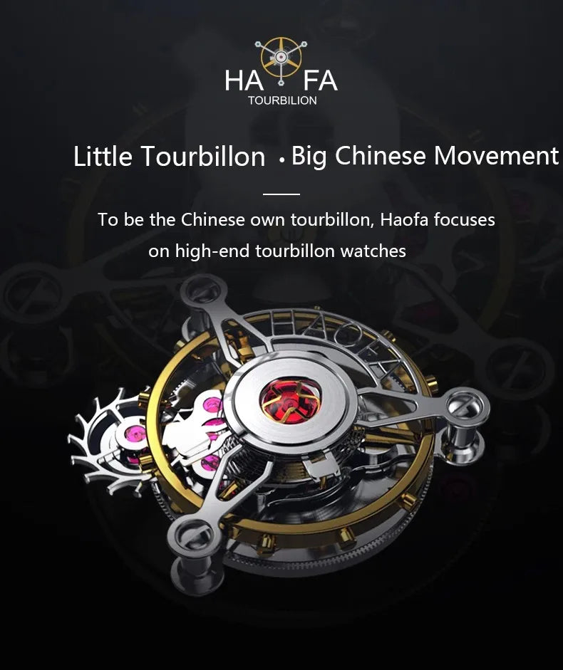 Haofa Skeleton Automatic Tourbillon Movement Men Watches 1931 Sapphire Tourbillon Mechanical Business Luxury Man Watch Hollow