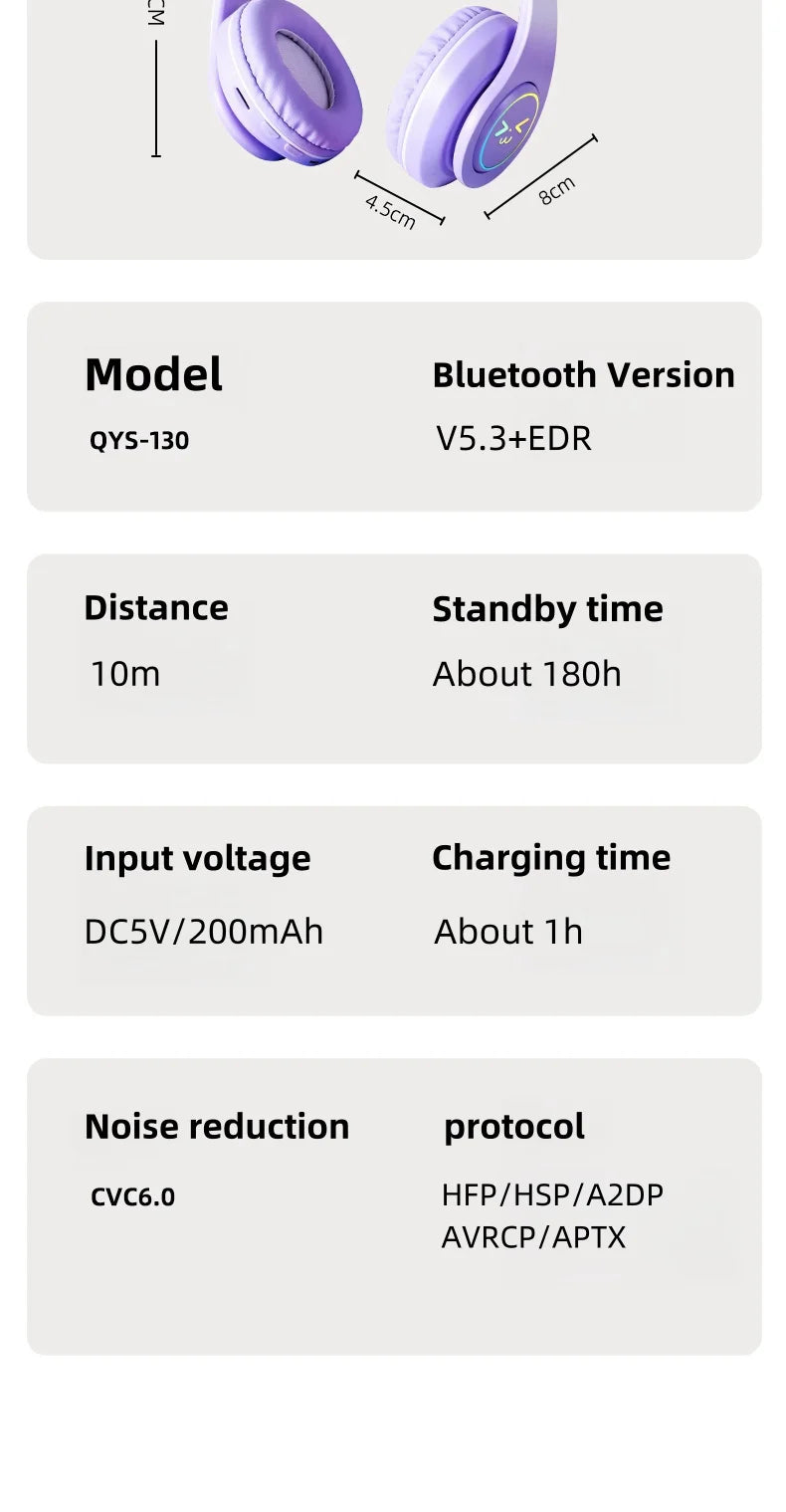 Original Wireless Bluetooth Headphones for Computer RGB Glowing Smiley Face Noise Reduction Gaming Headset Gamer Girl Bass Sport