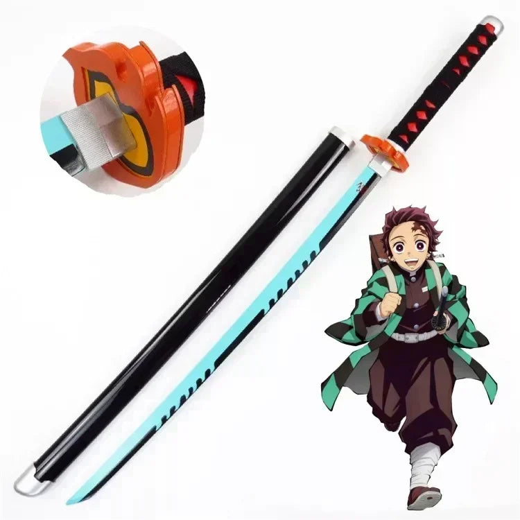 104cm Japanese Katana Samurai Sword Accessory Demon Slayer Katana Tanjirou Sword Kimetsu No Yaiba Iron Ninja Knife Cosplay Toy