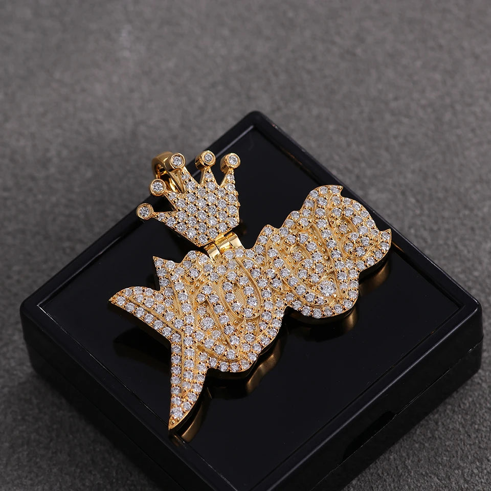 Provence jewelry 925 silver letter pendants iced out lab diamond hip hop pendant for men jewelry rock party custom birthday gift