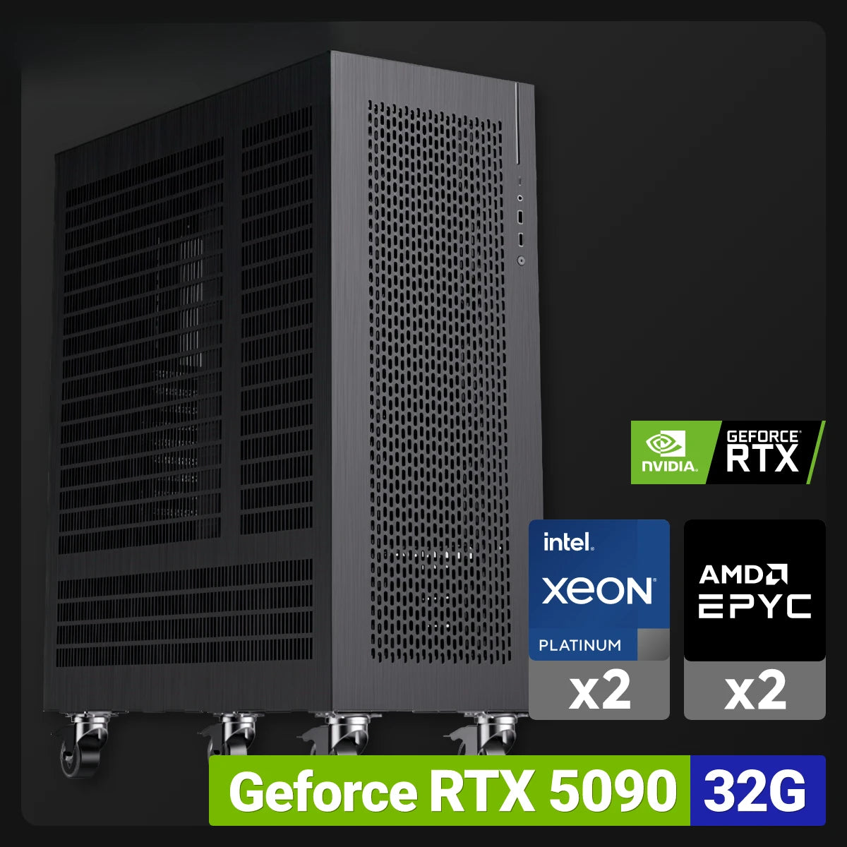 5090 water-cooled version dual-CPU host professional grade Xiaolong ultra-quiet tower AI computer workstation