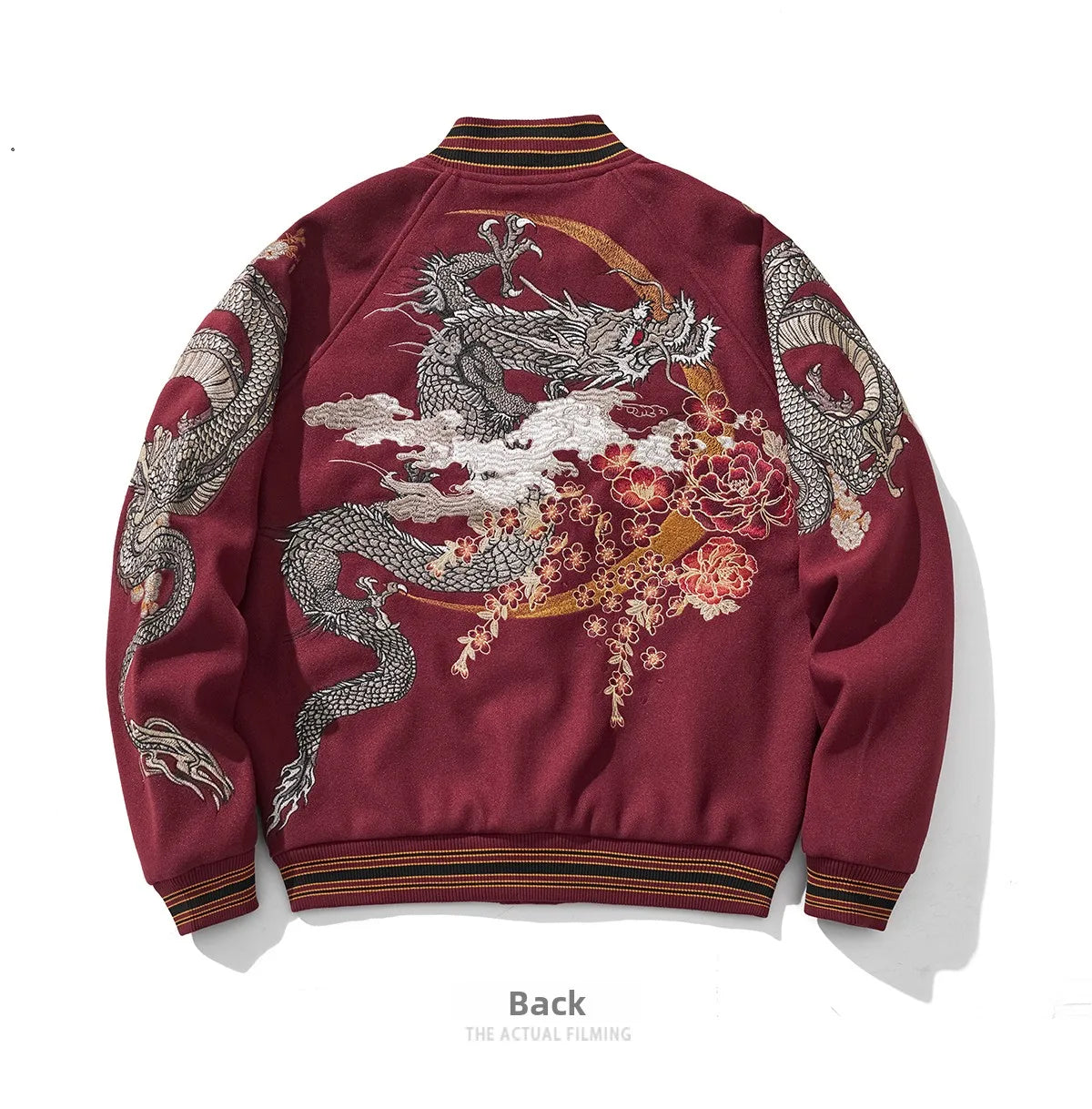 Ele Embroidered Heavy Industry Harajuku Sle Men's Baseball Jaet Woolen Coat Spring Autumn Faion Trend Outerwear