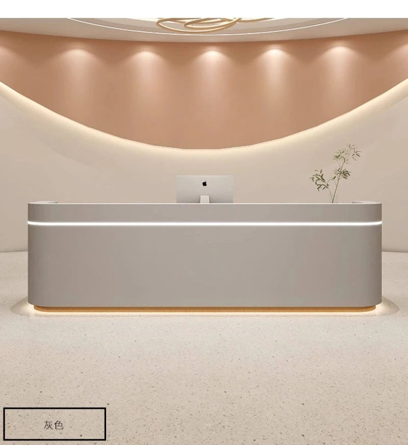 Nordic Cream Style Reception Desk Simple Company Beauty Salon Cashier Counter Training Institution Hospital Office Furniture FYR
