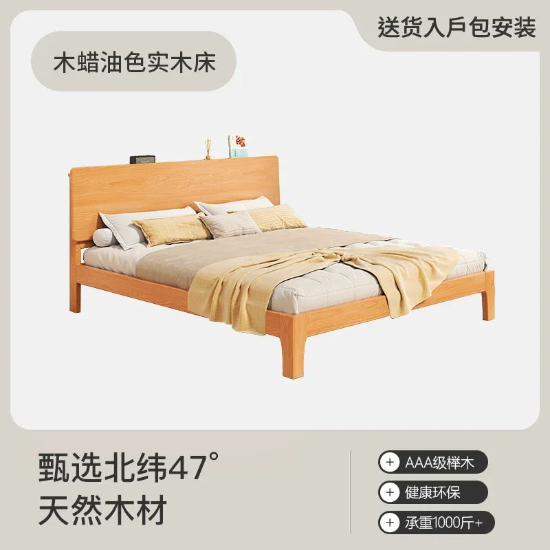 Elegant Storage Double Bed Frame Wood Platform Modern Twin Queen Bed Frame Full Size Nightstands Cama Moderno Lujo Furniture